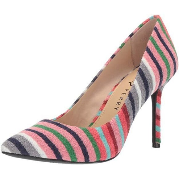 Katy Perry Women's The Sissy-Stripe Terry Cloth Pump, Scarlet, Size 8 M - Picture 1 of 6